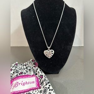 Brighton Silver Stars and Stripes Reversible Heart Pendant Necklace